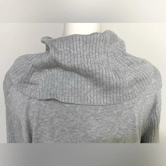 Crown & Ivy Womens OX Solid Gray Gray Long Sleeve Cowl Neck Sweater Cabincore - Picture 5 of 12